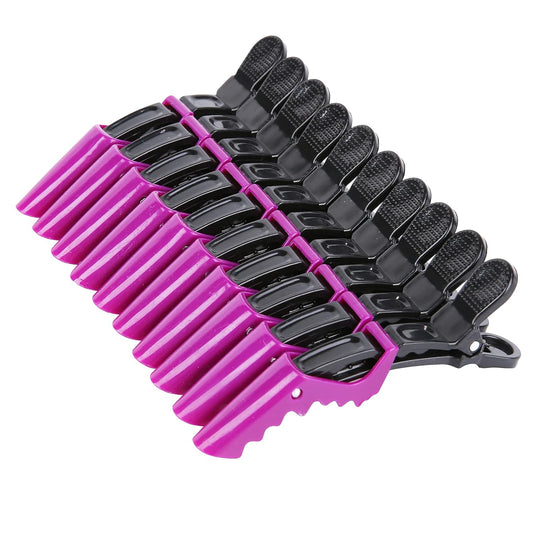 HH&LL Hair Clips for Women – Wide Teeth & Double-Hinged Design – Alligator Styling Sectioning Clips of Professional Hair Salon Quality - 10Pack (Purple)