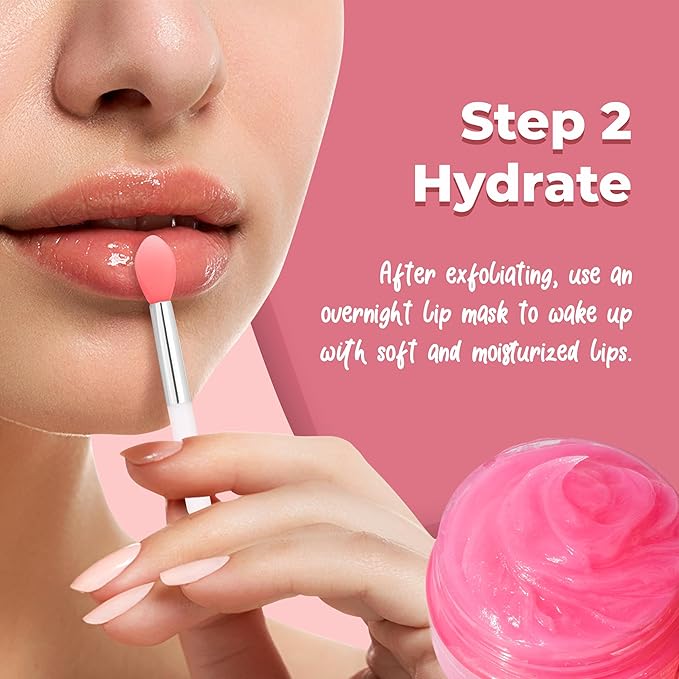 Watermelon Lip Scrub and Lip Sleeping Mask Duo to Exfoliate and Nourish Dry, Lip Scrub and Mask Set for Chapped Lips – Overnight Lip Care Kit to Achieve Soft, Luscious Lips