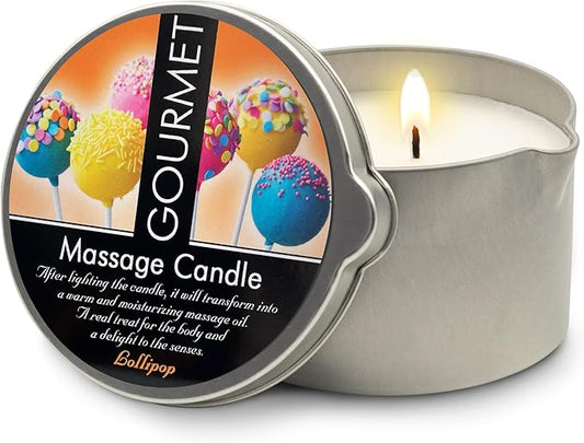 GOURMET COLLECTION Massage Oil Candle Lollipop Scent - Vegan Moisturizing Body Oil - Ideal for Massage Therapy, Luxurious Experience 6.76oz