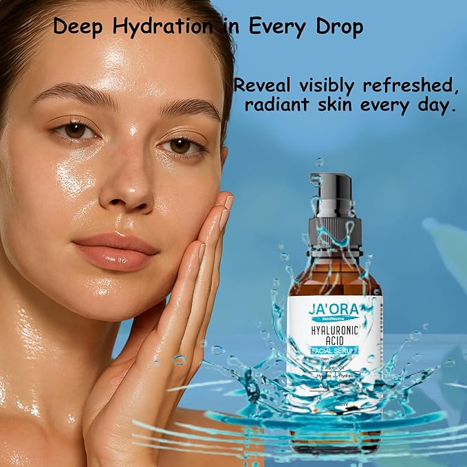 JA'ORA Skin Effective Hyaluronic Acid Serum, 60ML - Anti-Aging with Aloe Vera & Vitamin E, Hydrating, Firming, Brightening for Even Skin Tone & Wrinkle Care