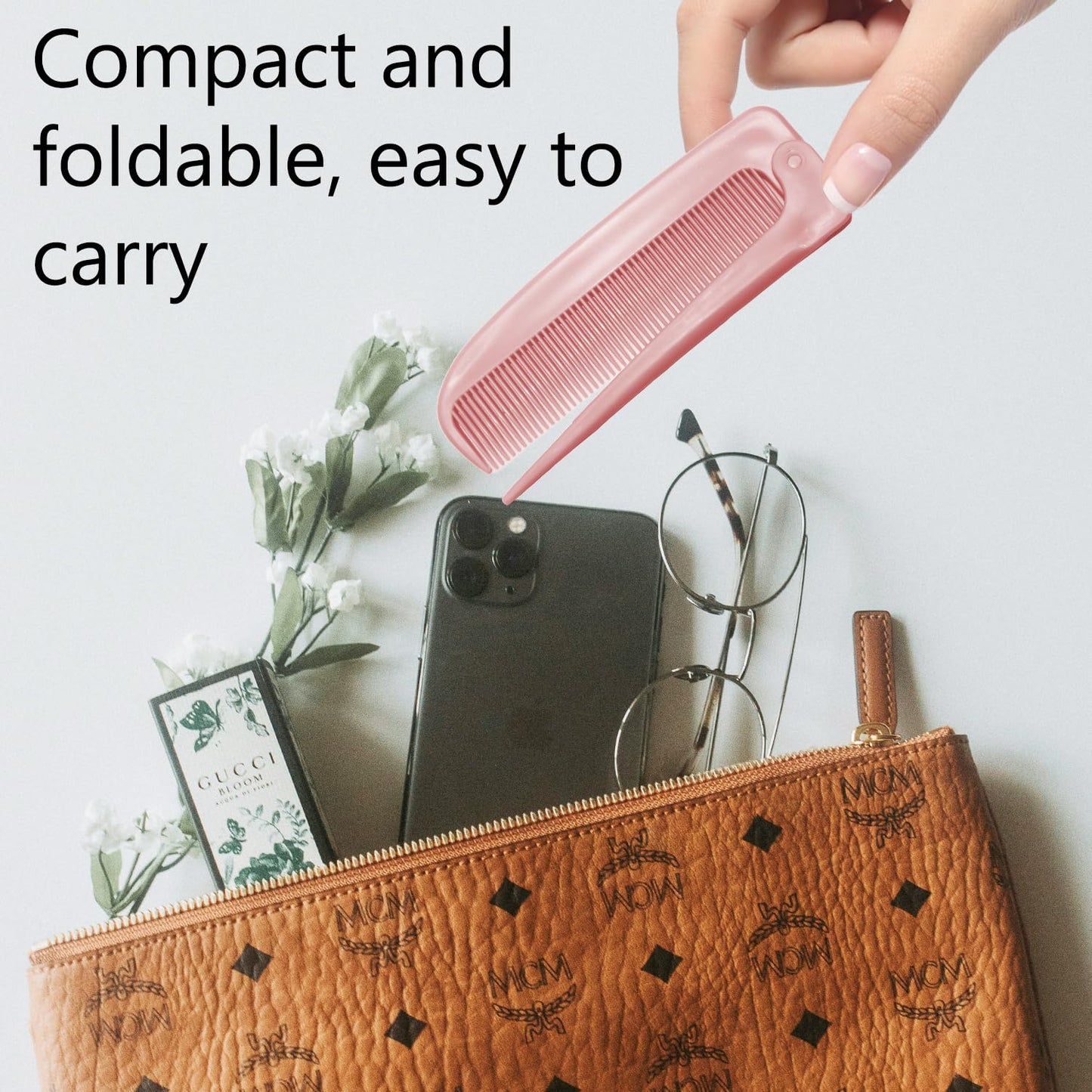 4 Pack Hair Parting Combs, Hair Styling Beauty Tools, Rat Tail Combs, Foldable Comb for Travel, Stylist (White,Pink,LightBlue,LightGreen)