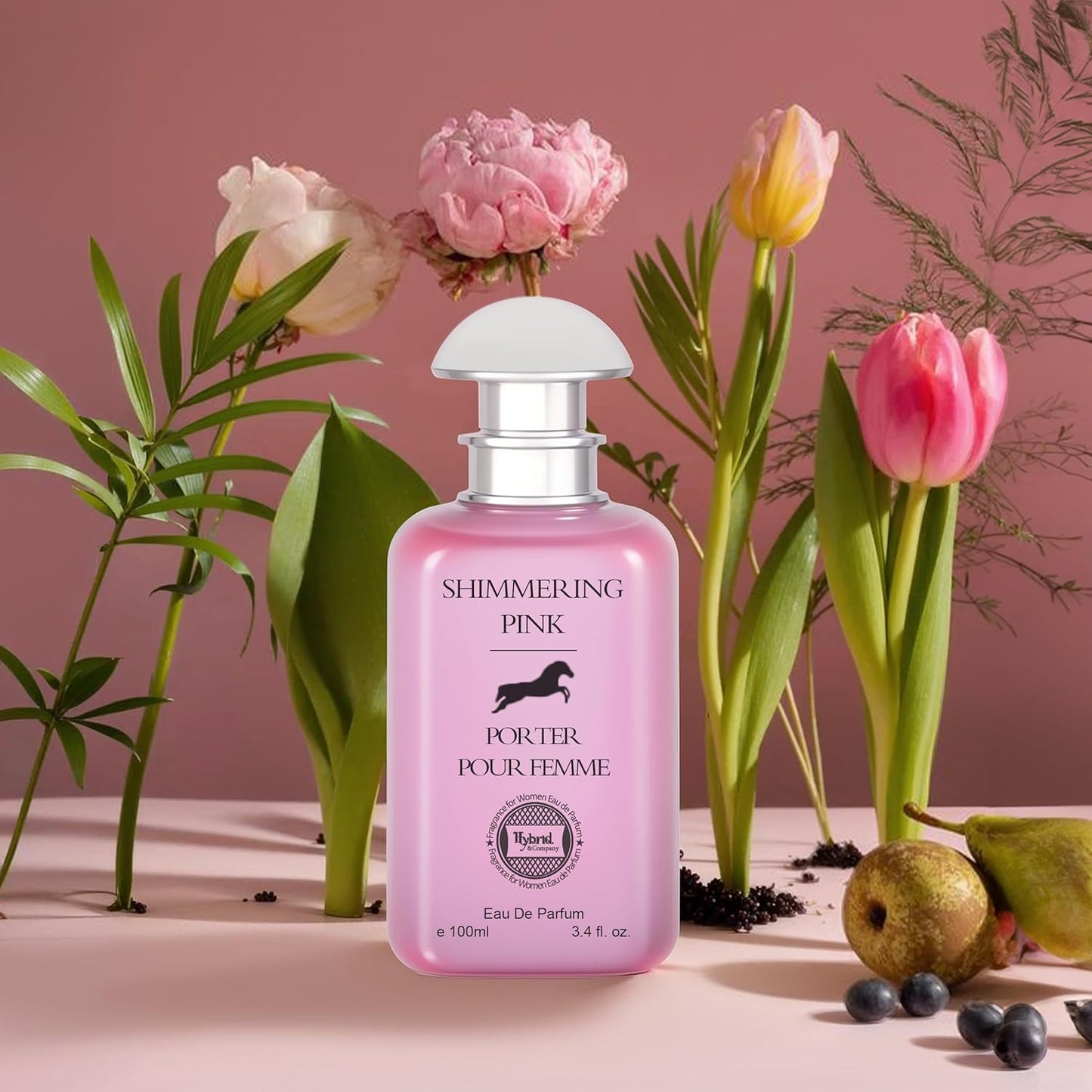 Hybrid & Company Women Shimerring Pink Porter Eau De Parfum Vaporisateur Natural Spray 3.4 Fl Oz