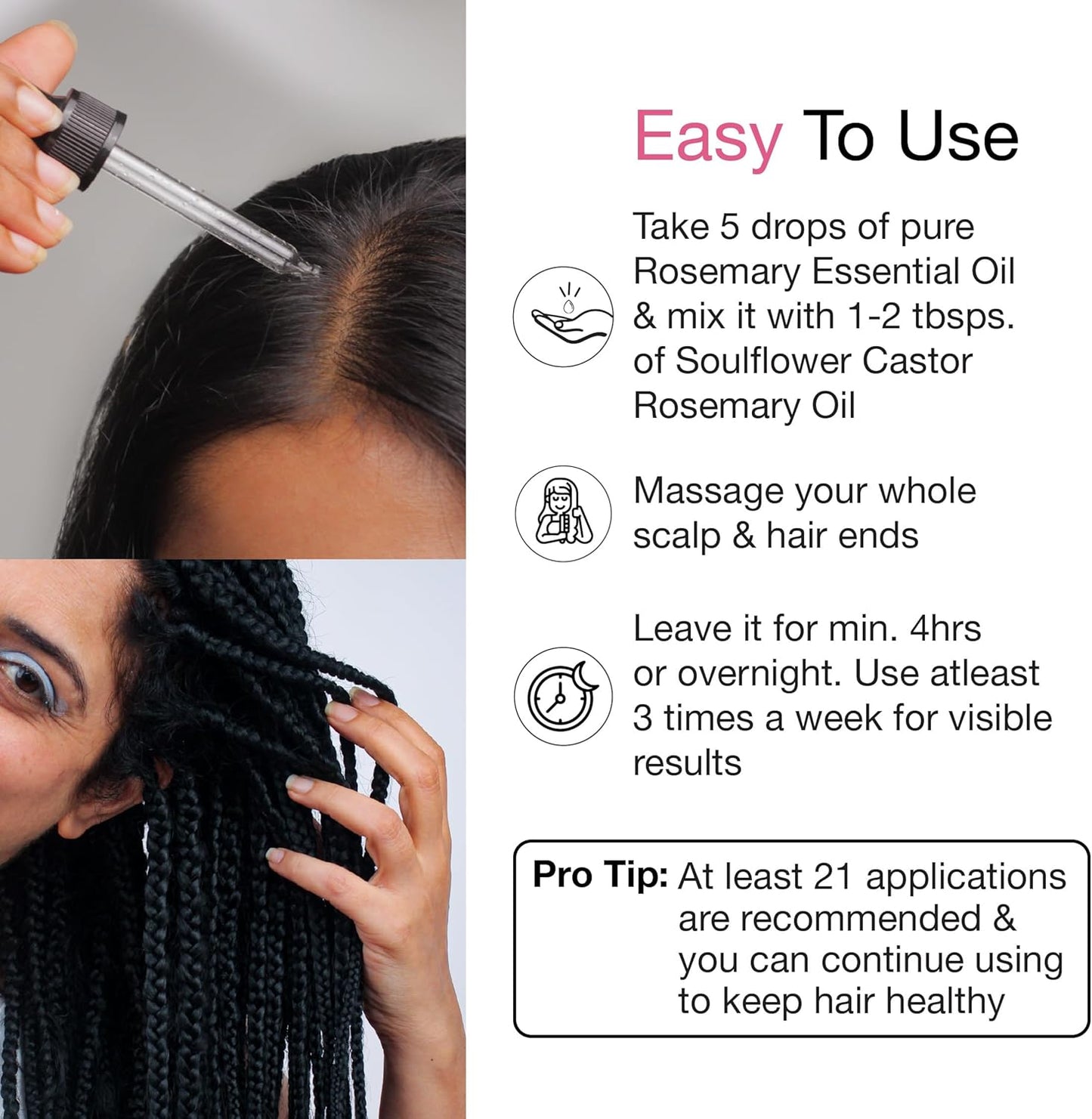 Soulflower 100% Pure Rosemary Oil for Hair Growth, Hair Fall Control, Strengthening, Volumising Hair Oil for All Types | Organic Certified (1 fl oz)