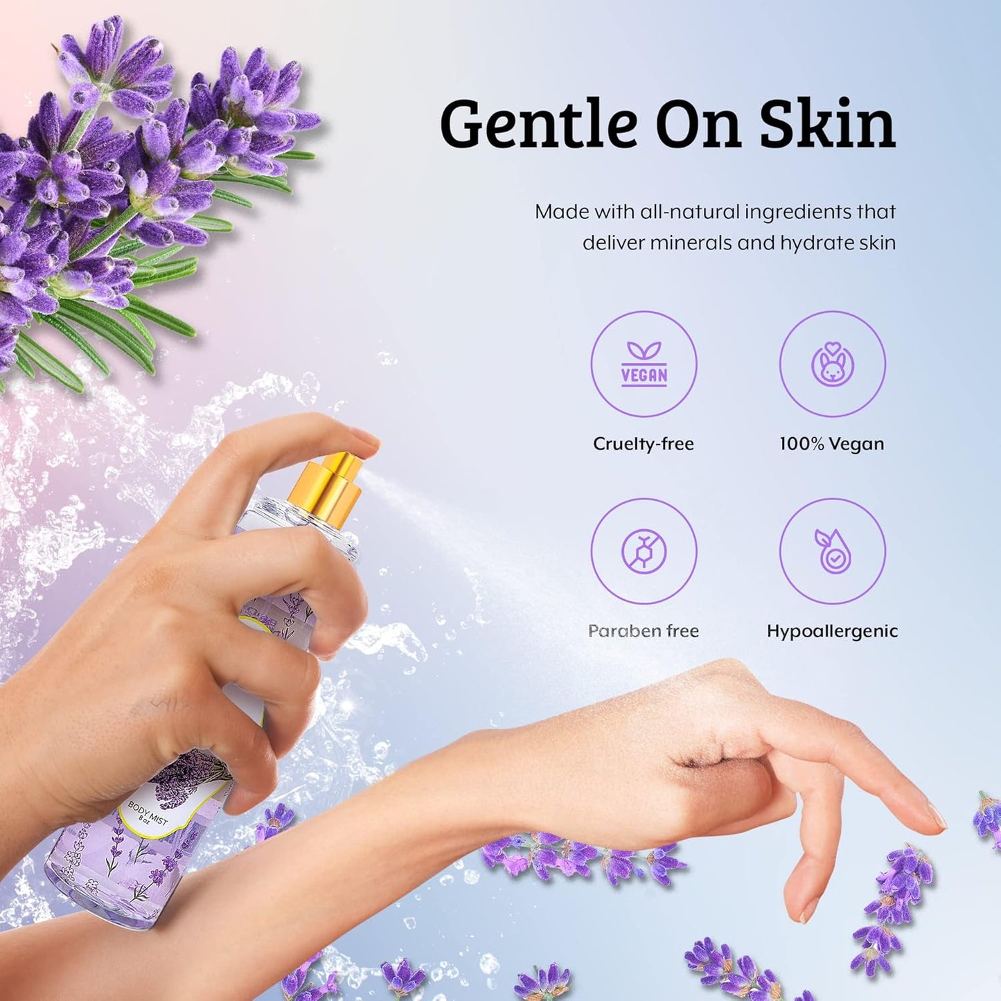 Lavender Luxury Body Spray For Women, Womens Perfume Fragrance Body Mist & Sprays, Women's Woodsy Scented Gifts & Presents, 8 oz Fine Mist Spray Bottle