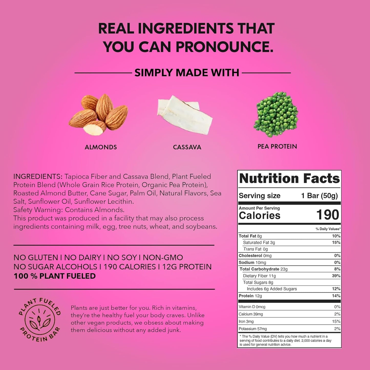 TRUBAR Vegan Protein Bar, Daydreaming About Donuts, Gluten Free, Plant Based, High Fiber, Dairy Free, Non GMO, Low Fat, No Sugar Alcohols, 12G Lean Protein, 13G Fiber, Healthy Snack Bars, 12 CT