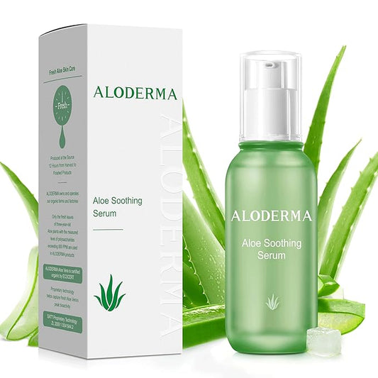 Aloderma Soothing Face Serum with 65% Organic Aloe Vera - Freshly Harvested Aloe for Sensitive Skin with Beta-Glucan & Arginine - Calming, Nourishing & Revitalizing Facial Serum for Clean Skin, 1.7oz