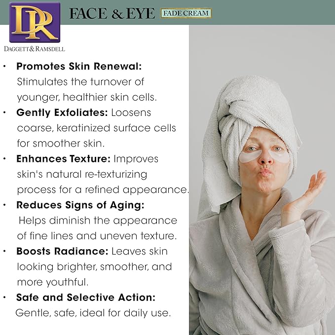 Daggett & Ramsdell Face and Eye Fade Cream with Oligopeptide 2% 4 oz. - Hyperpigmentation and Wrinkle Treatment, Safe for Sensitive Skin