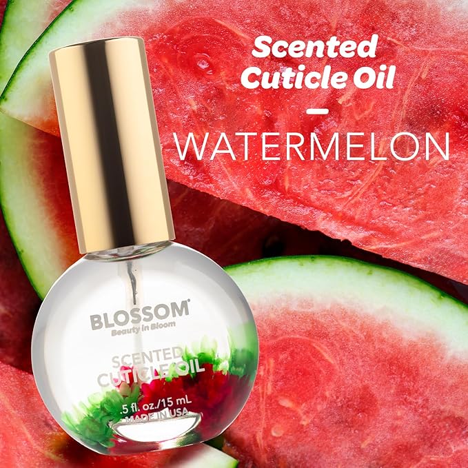 Blossom Cuticle Oil for Nails, Hydrating, Moisturizing, Scented Nail Oil Cuticle Care, Infused with Real Flowers, Made in USA, 0.5 fl. oz, Amazon Exclusive, Watermelon