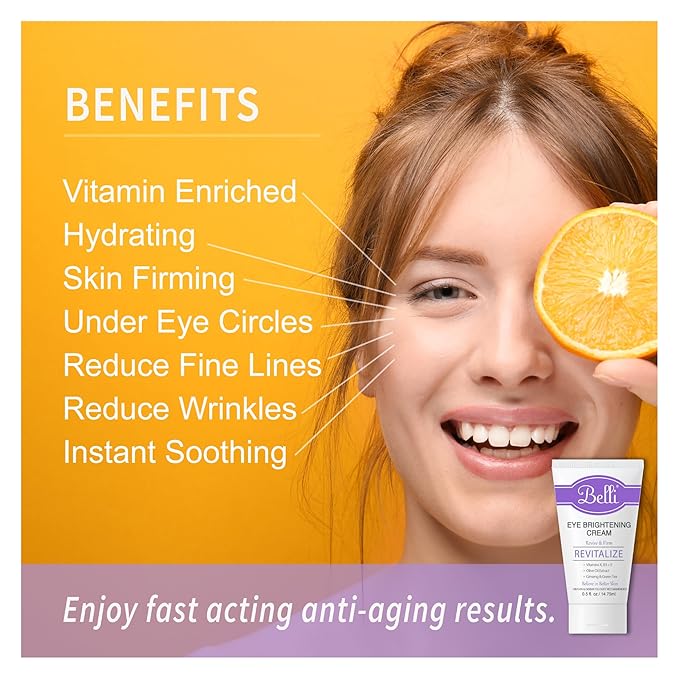 Belli eye cream for brightening wrinkles dark circles anti-aging skin renewing and puff, Enriched Vitamin | Skin Smoothing | For All Skin Types & Pregnancy-safe Safe