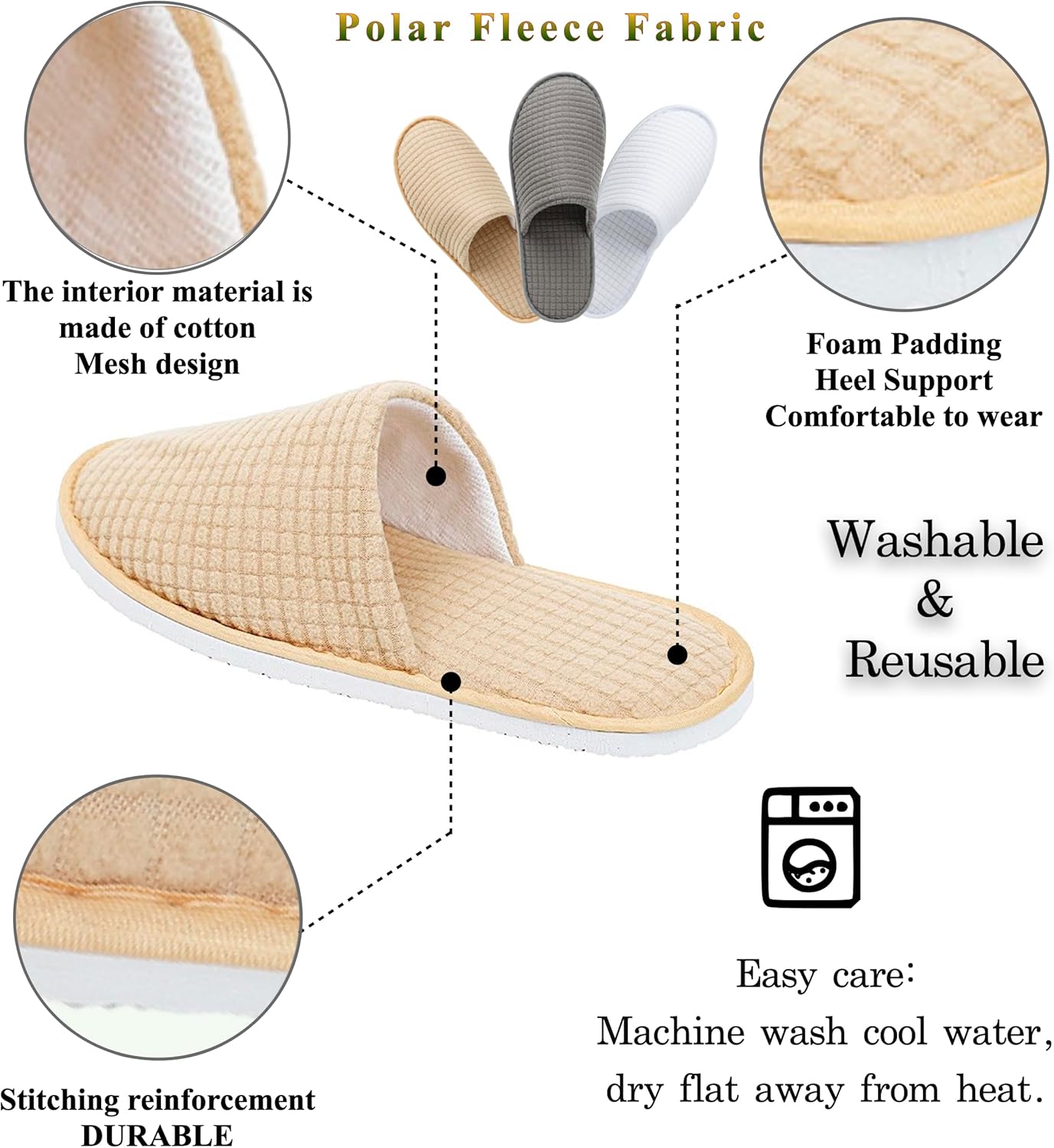 6-10 Pairs Spa Slippers, Non Slip Disposable Slippers For Guest, Washable Reusable, Which Can Be Used As Women Men, House, Indoor, Bathroom, Bedroom, Hotel, Bride Slippers