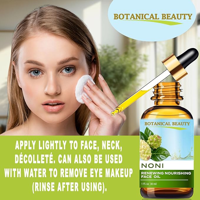 Botanical Beauty NONI RENEWING NOURISHING FACE OIL 100% Natural. 1 Fl oz 30 ml Grape Seed, Avocado, Macadamia, Jojoba, Tamanu, Noni Oils. Anti-aging, Hydrating, Moisturizing, Nourishing, Rejuvenating