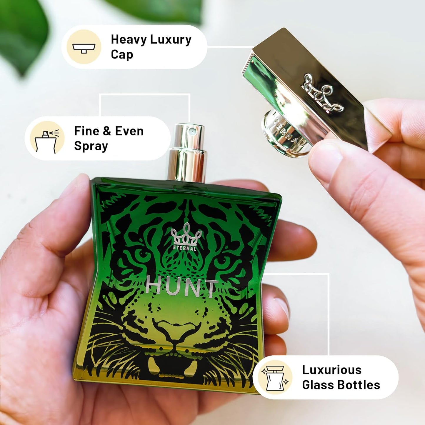 Eternal Hunt - Inspired by Iconic Ambery Male Elixir - 3.4 oz (100ml) - EDP - Long-lasting - Vegan - Clean Ingredients - Cologne for Men - 2000 sprays per bottle