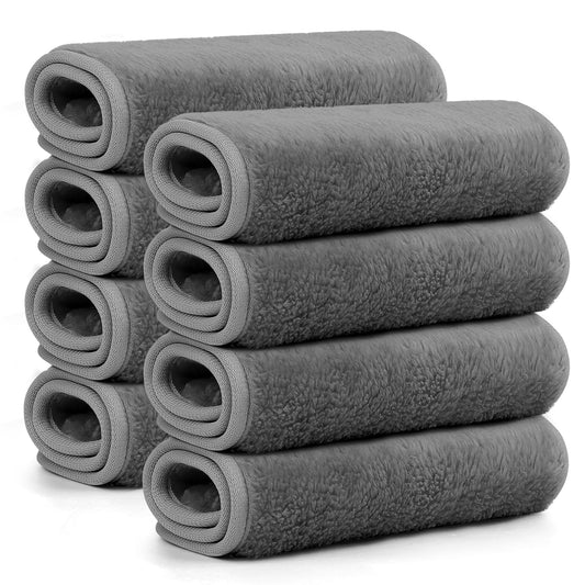 Makeup Remover Cloth Pack of 8, Soft Microfiber Makeup Remover Towels,13x7 inch Reusable Facial Cleansing Cloths for All Skin Types,Gray