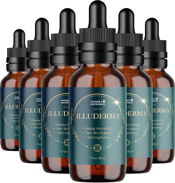 Illuderma Serum – 100% Natural Facial Serum with 16 Beneficial Ingredients for Hydrated, Nourished Skin – 1 Oz, 30ml, 6 Month Supply