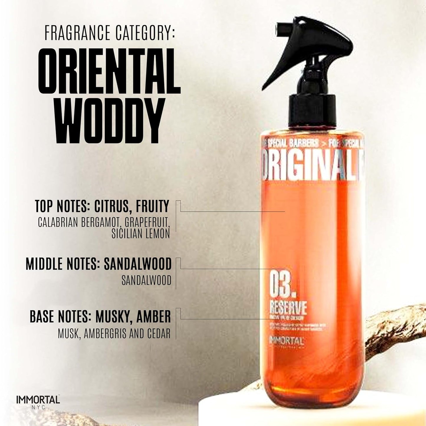 Immortal NYC Reserve 03, After Shave Spray Body/Face Men's Cologne, 17 oz - Exclusive Barbers - Softens Skin - Refreshes/disinfects and Relieves Face and Skin - Moisturizing Formula After Shaving