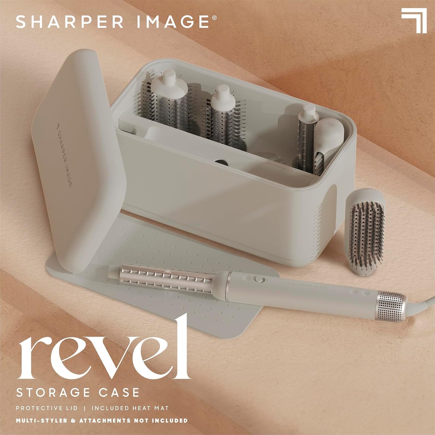 Sharper Image® Revel Airflow Styler Storage Case - Hair Tool Organizer| Durable Protective Case with Heat Pad for Multi-Styler and Attachments| Bathroom Countertop Hair Wrap Styler Organization