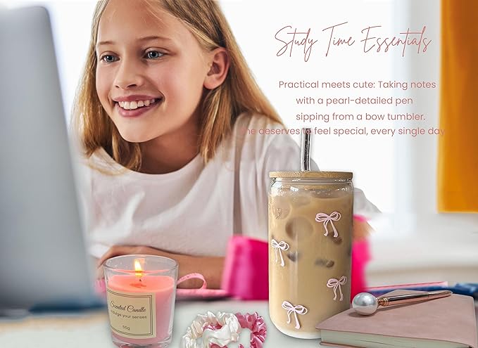 Pink Birthday Gifts for Teen Girls,Inspirational Gifts Basket for Her, Cute Bow Theme Birthday Gifts for Women, Friendship Gifts for Daugther/Sister/Friend （Pink &Bow)