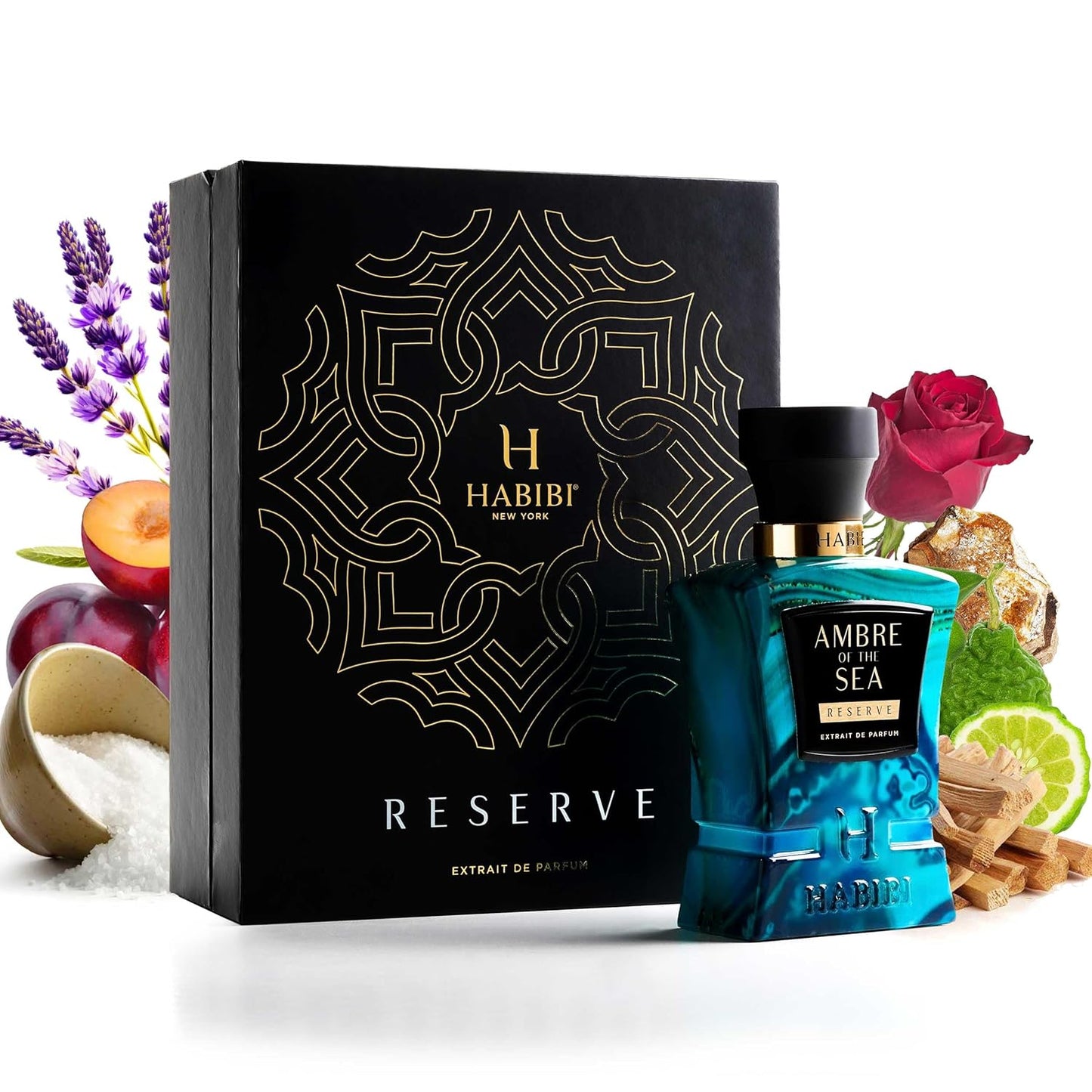 H HABIBI Ambre Of The Sea Extrait De Parfum – Cologne for Men & Perfume for Women, 2.5 oz Long Lasting Unisex Fragrance with Bergamot & Sea Salt, Arabian Scent