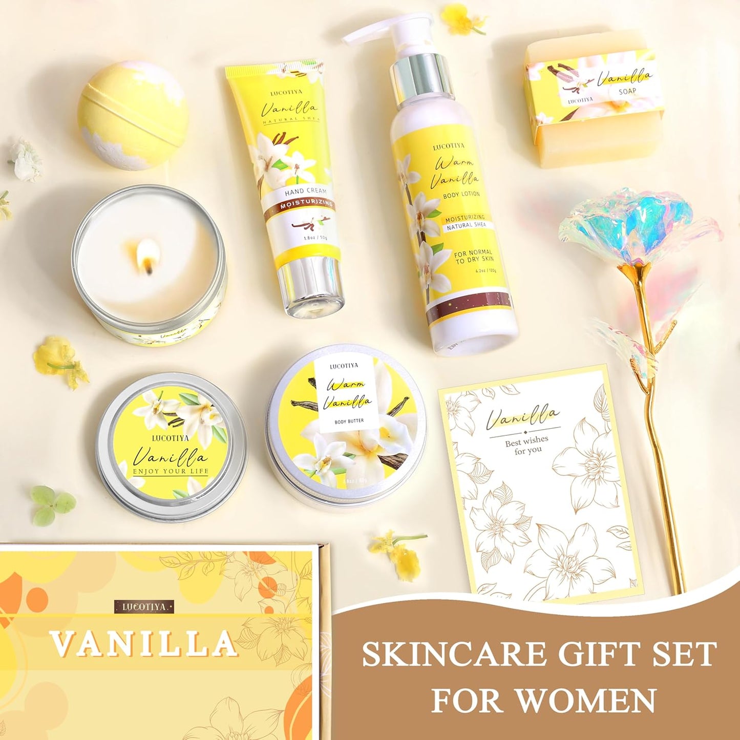 Gifts for Women, Birthday Gifts for Women, Bath and Body Gifts Set, Vanilla Spa Gift for Self Care,Thank you Relaxing Bath Sets for Mom, Girlfriend, Sister, Female Friends, Coworker