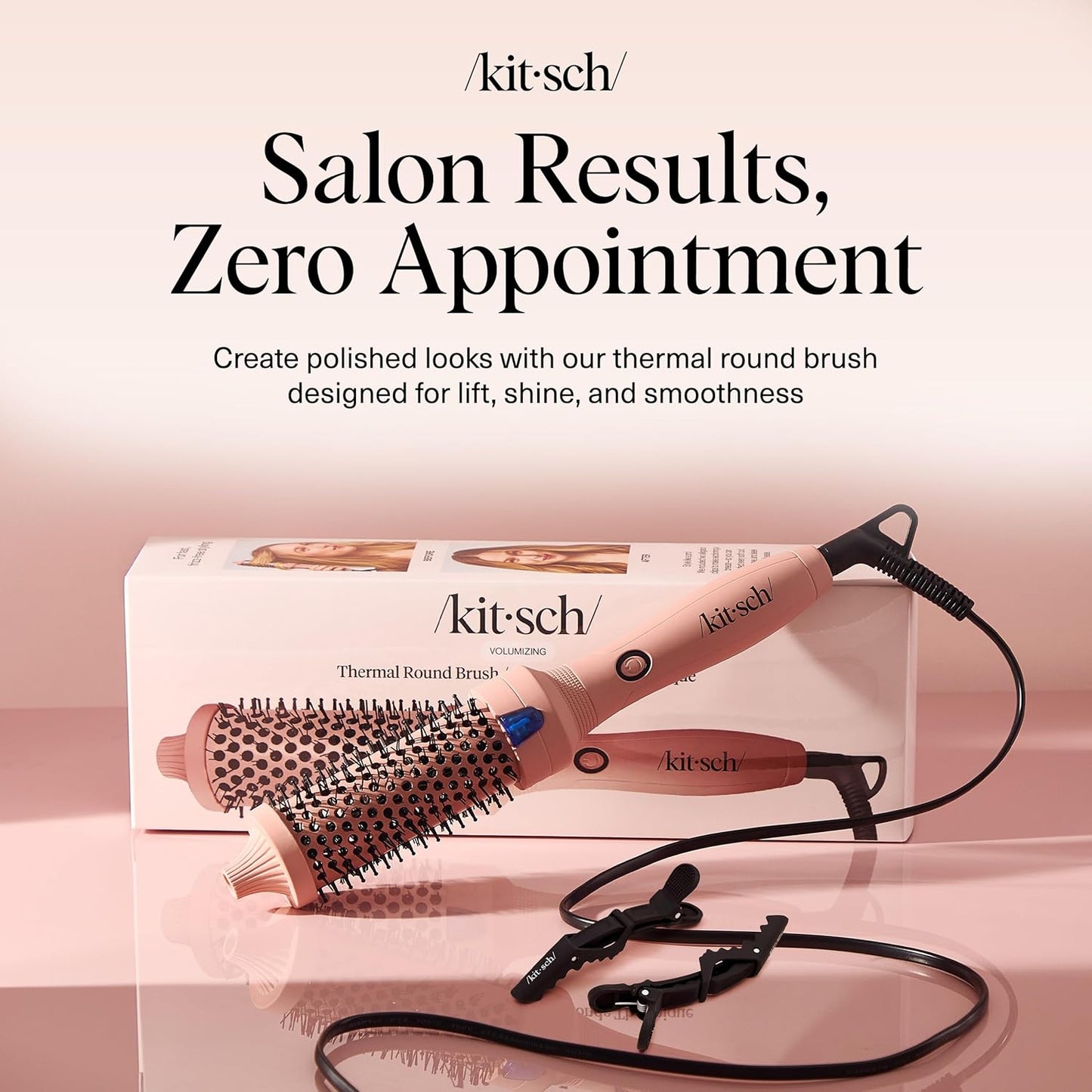 Kitsch Thermal Brush – Round Brush for Blowout Look – 1.5”/38 mm Ceramic Barrel Hair Brush & Hair Styling Tool for Volume & Shine for All Hair Types – Frizz-Reducing Ceramic Tourmaline, Quick Heat-Up