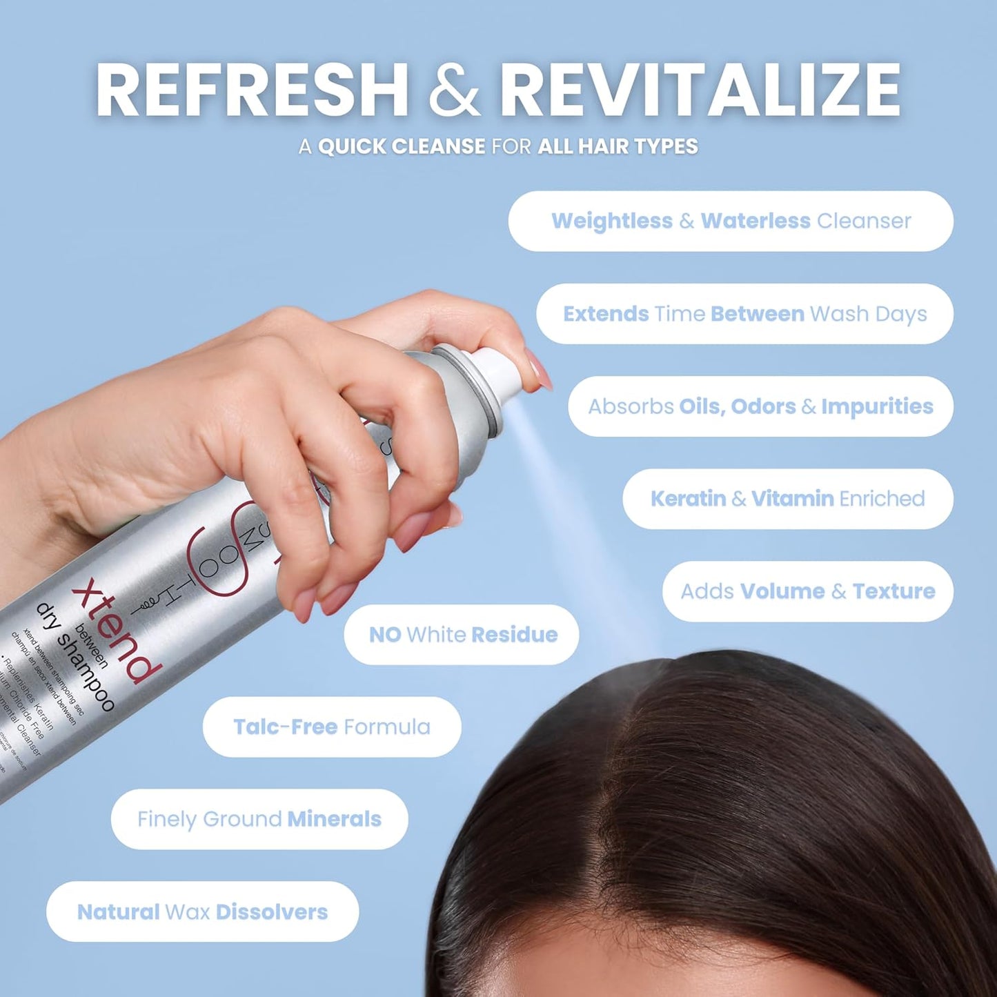 SIMPLY SMOOTH Xtend Between Dry Shampoo | Refresh, Revitalize & Absorb Oil In-Between Washes | Rid Hair Of Impurities & Cleanse For A Quick Perk Up | No White Residue | Talc & Benzene Free | 10 Oz.