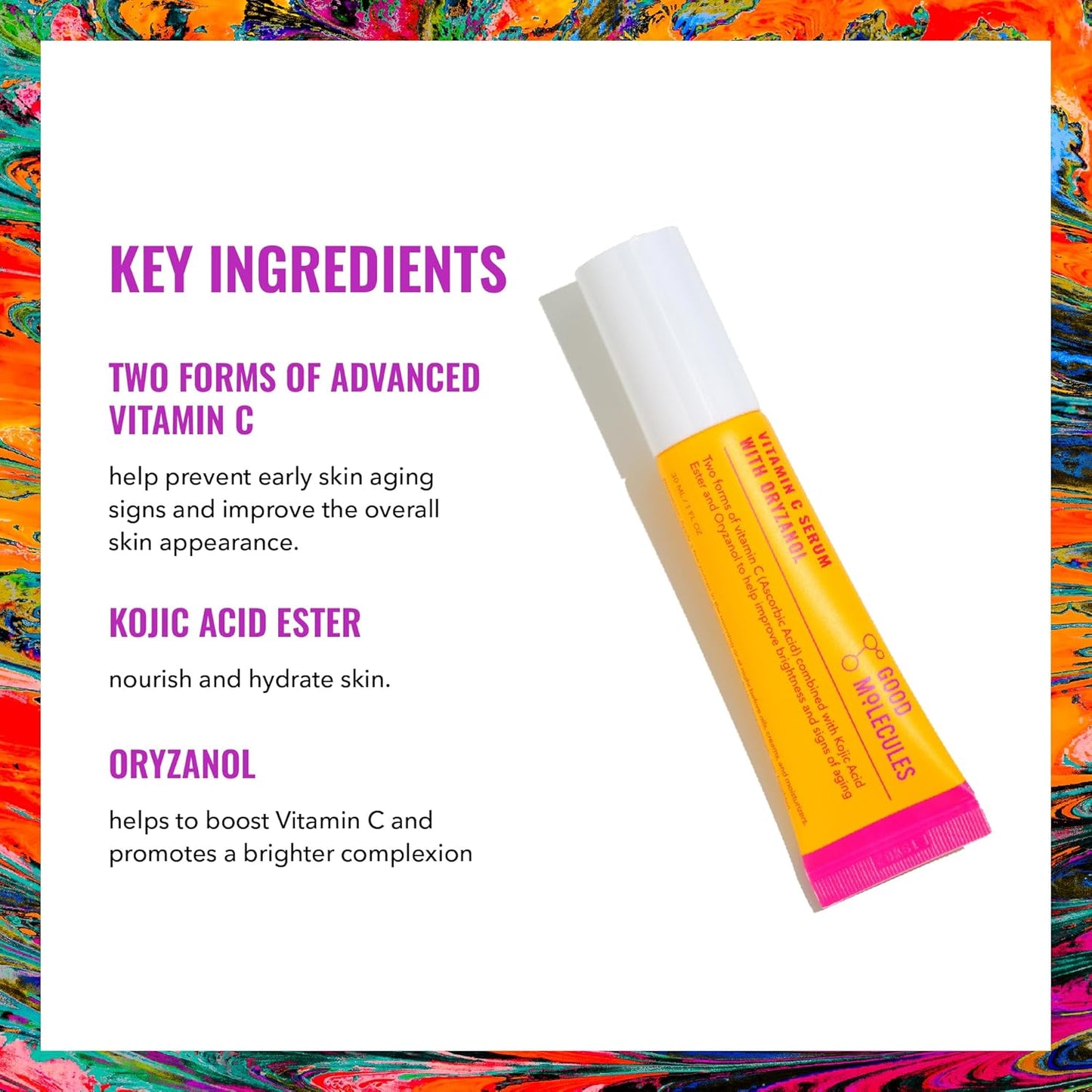 Good Molecules Vitamin C Serum with Oryzanol - Face Serum to Promote Even Skin Tone, Anti-Aging, and Brightening - Skin Care for Face