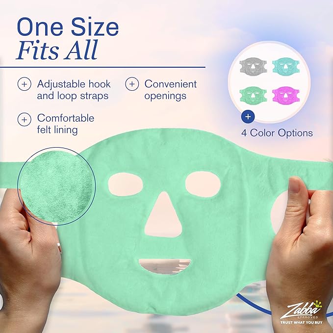 Facial Mask Get Rid of Puffy Eyes Migraine Relief, Sleeping, Travel Therapeutic Hot Cold Compress Pack Gel Beads, Spa Therapy Wrap for Sinus Face Puffiness Headaches Gel Mask