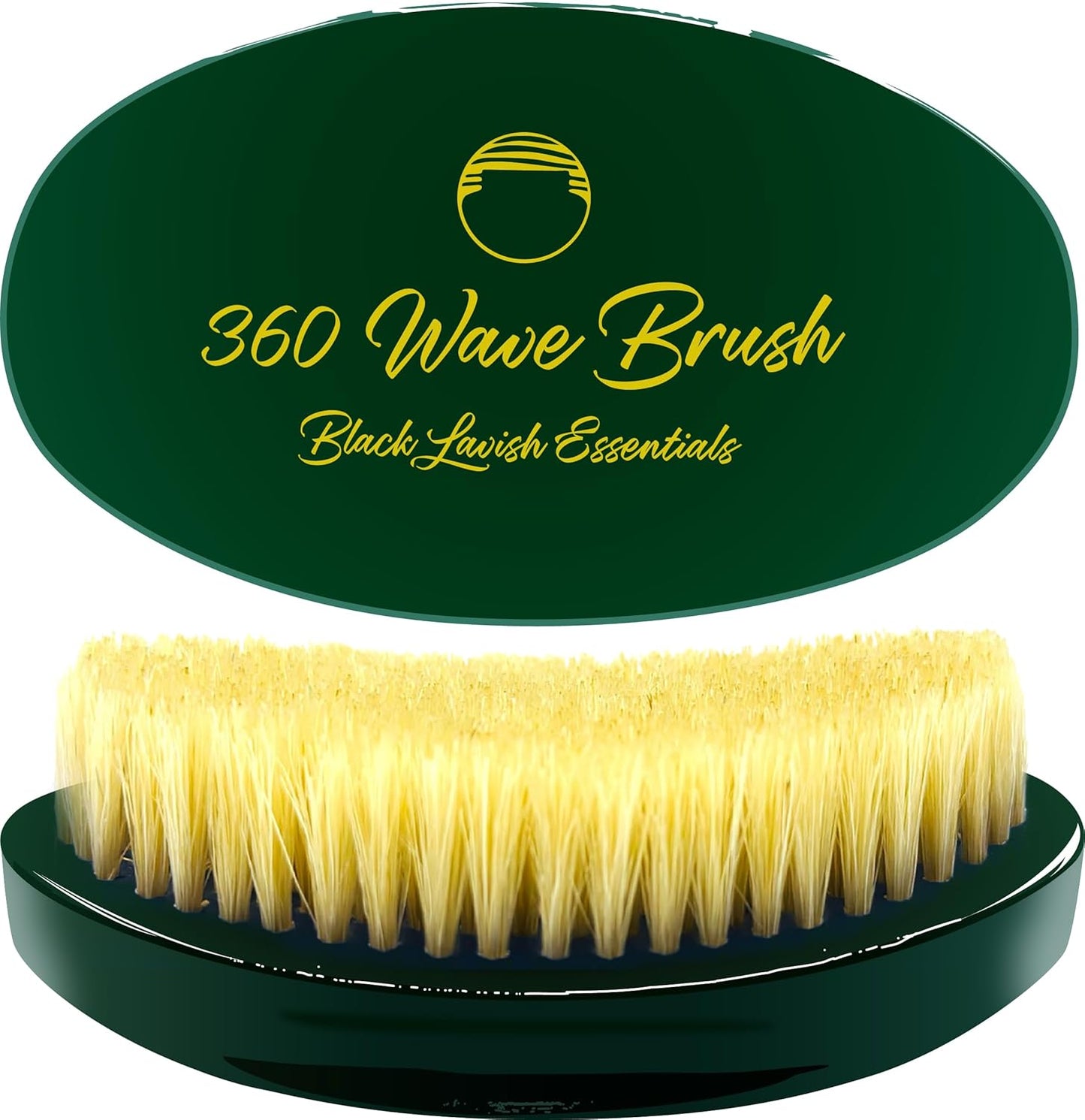 360 Wave Brush, Build Deeper Waves, Soft & Hard Boar Bristle Curved Brush, Black Lavish Essentials Signature (Emerald Green, Soft)