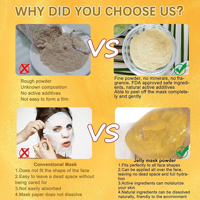 Jelly Mask for Facials Professional - Upgrade 24K Gold & Collagen Peel Off Face Masks Skincare for Hydrating Moisturize Firming Anti-Aging, Jelly Facial Mask for Spa Day(17.6oz/Jar)