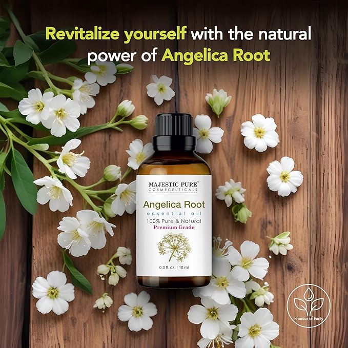 MAJESTIC PURE Angelica Root Essential Oil | 100% Pure and Natural Oil | Premium Grade Essential Oils for Hair Care, Home Diffusers, Skin, Aromatherapy, Massage and Humidifiers | 0.3 Fl Oz
