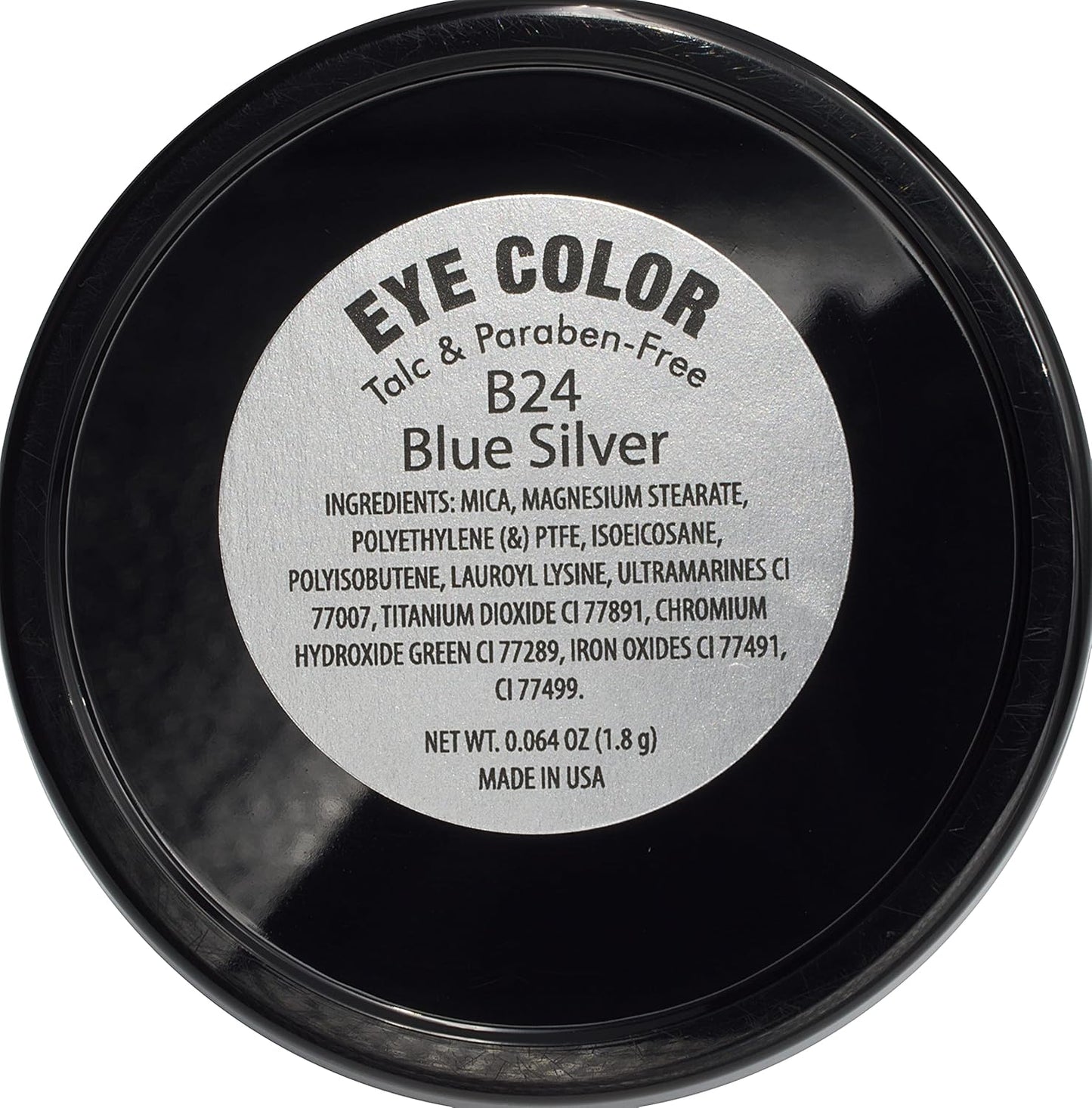 Light Blue Silver Grey Shimmering Pressed Powder Single Vegan Eyeshadow; Talc, Paraben & Cruelty Free