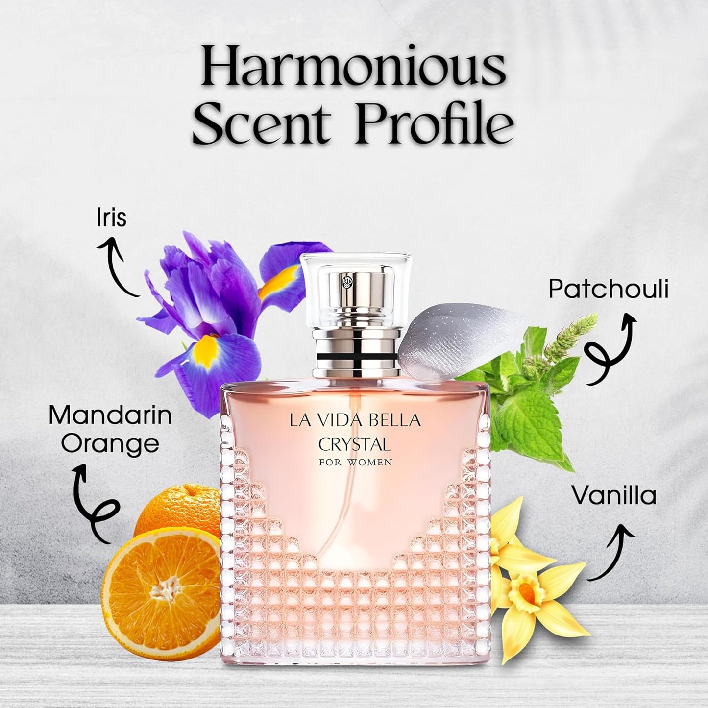 La Vida Bella Crystal Perfume for Women 100ml Eau de Parfum Spray with Coconut, Vanilla and Patchouli Notes Long Lasting Fragrance Daytime & Casual Use(3 Pack)