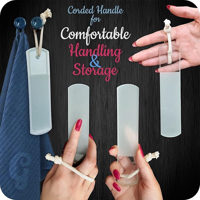 Genuine Czech Glass Foot File by GLADZY - Gentle Callus Remover Foot Rasp, Pedicure & Spa Rough Skin Scrubber, Two-Sided Etched Different Grit Surface, Professional Toenail & Heels Care, Made in EU