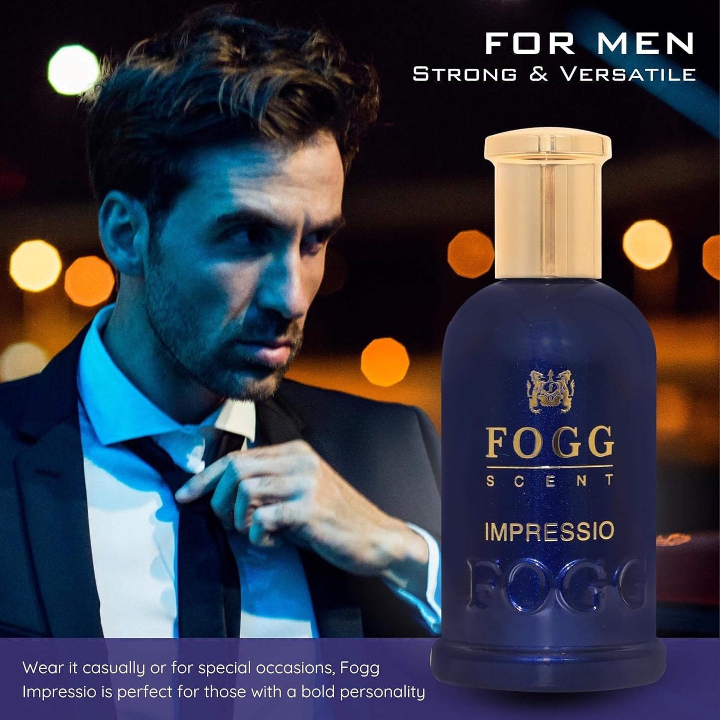 FOGG Impressio Eau de Parfum for Men – Long-Lasting Perfume with Woody & Citrus Notes | Strong, Masculine Fragrance for Office, Party & Daily Wear – 100 ml