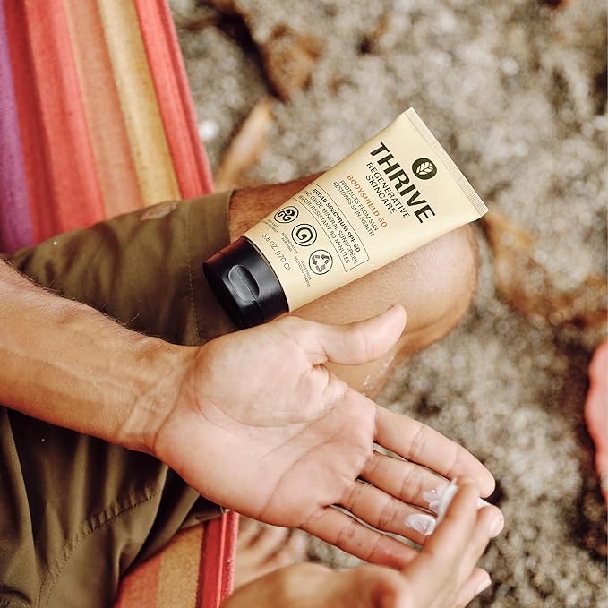 Thrive SPF50 Protect & Exfoliate Superplant Skin Care Set - Gift Set with Reef Safe SPF50 Mineral Sunscreen & Face Scrub - Vegan, Made in USA