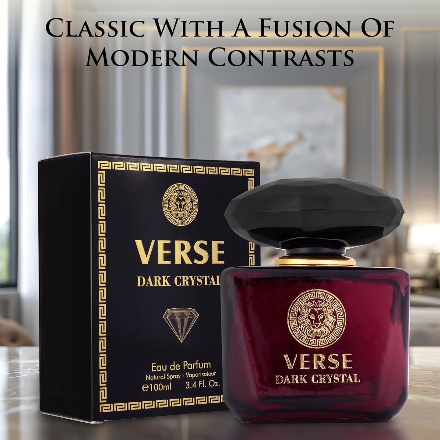 Verse Dark Crystal for Women 3.4fl Oz - Top Notes of Spicy Ginger & Cardamom with Pepper - Floral Tones of Orange Blossom & Creamy Coconut - Oriental Aroma with Warm & Musk - Elegant 100ml Bottle