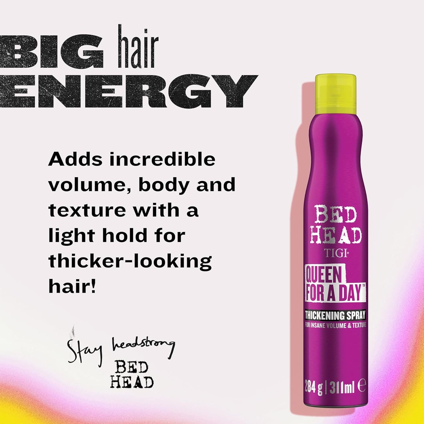 TIGI Bed Head Volumizing Hair Spray, Queen For A Day, for Thickening and Texturizing Fine Hair, 10.5 oz