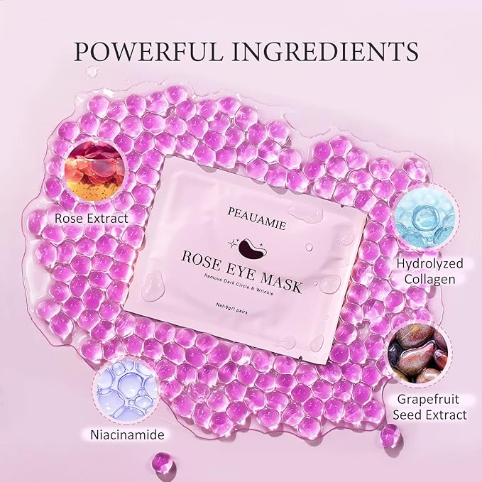 Under Eye Patchs Rose Eye Mask for Dark Circles and Puffiness Wrinkle Eye Bags 30 Pairs