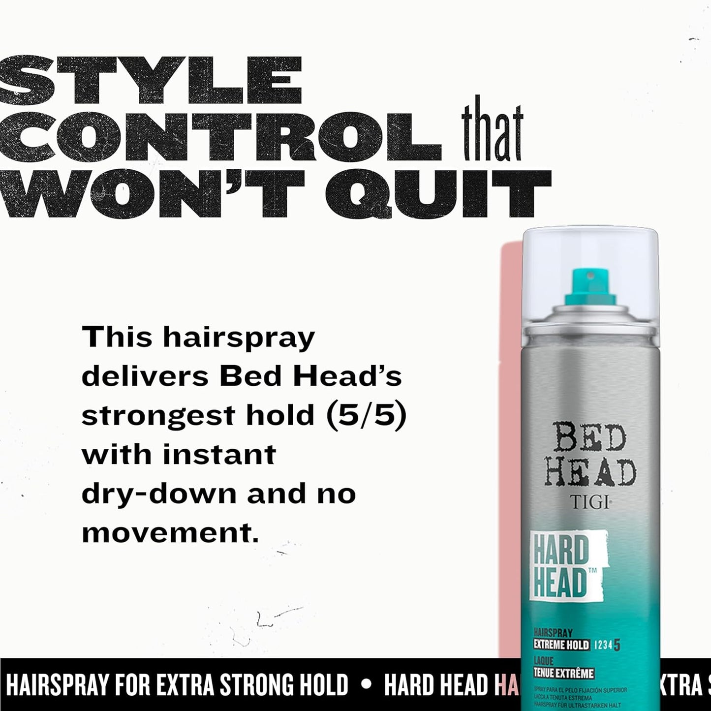 TIGI Bed Head Hard Head Hair Spray – Extra Strong Hold for All Day Style and All Hair Types, 11.7 oz