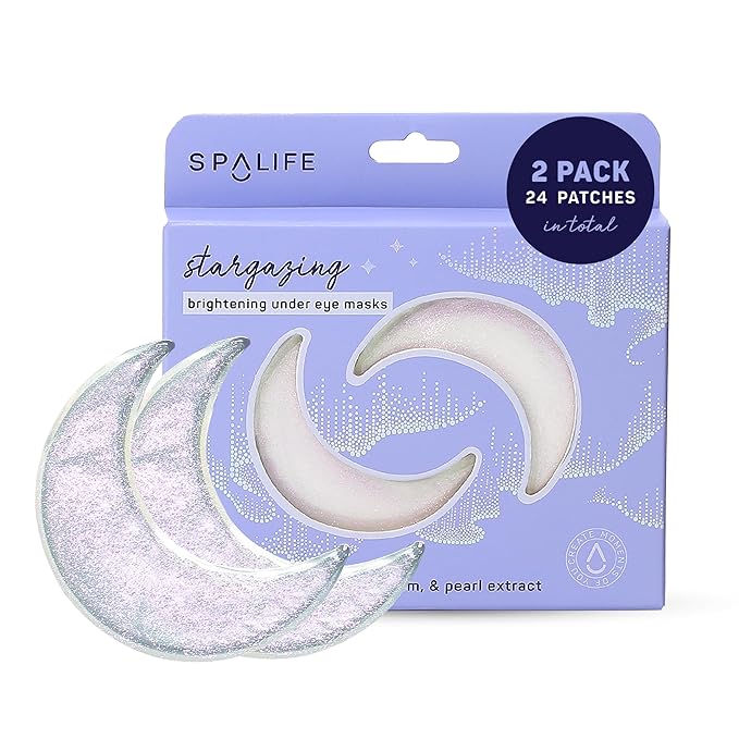 SpaLife Beauty Stargazing Radiating Under Eye Masks – Hydrogel Eye Patches for Dark Circles, Puffy Undereyes, & Discoloration with Vitamin C & Snow Mushroom – 2-in-1 Skincare Treatment – 24 Pairs