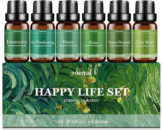 Essential Oils Blends Set for Diffusers for Home, Aromatherapy Diffuser Oil Scents - Calming, Sweet Dreams, Immunity, Relax, Mood, Fresh Air, Fragrance Oils for Diffusers, Massage, 6x10ml