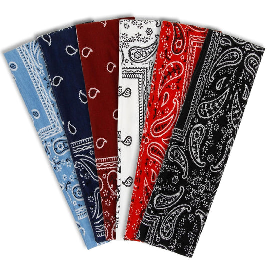 TERSE Paisely Headbands for Women Short Hair Bandana Headbands Non Slip Elastic Sweat Hairbands Soft Fabric Workout Yoga Running Sport Thin Hair Wrap for Girls