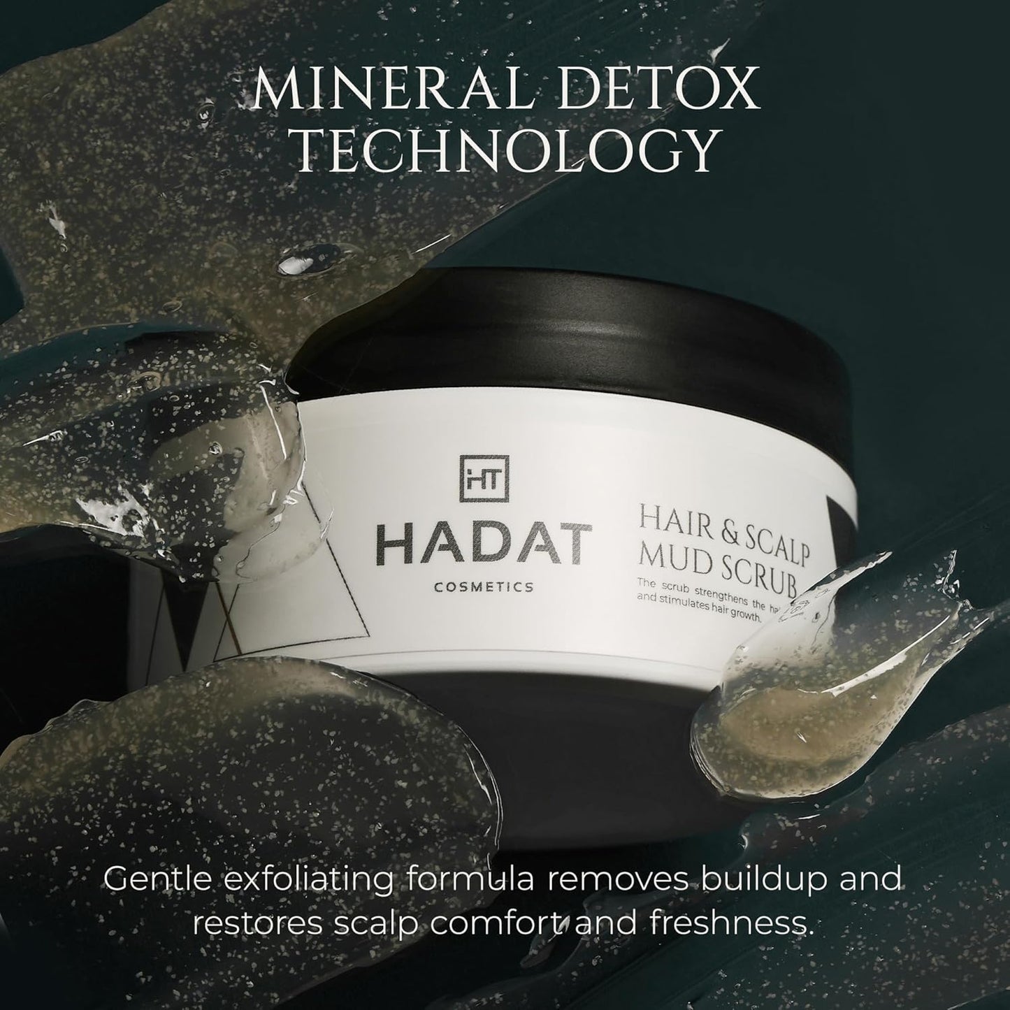 HADAT Hair & Scalp Mud Scrub – Dead Sea Mineral Exfoliator Made in Israel - Deep Cleansing Treatment - Professional Spa Quality - Exfoliating Scalp Scrub - Pre-Shampoo Care, 10.14 Fl Oz