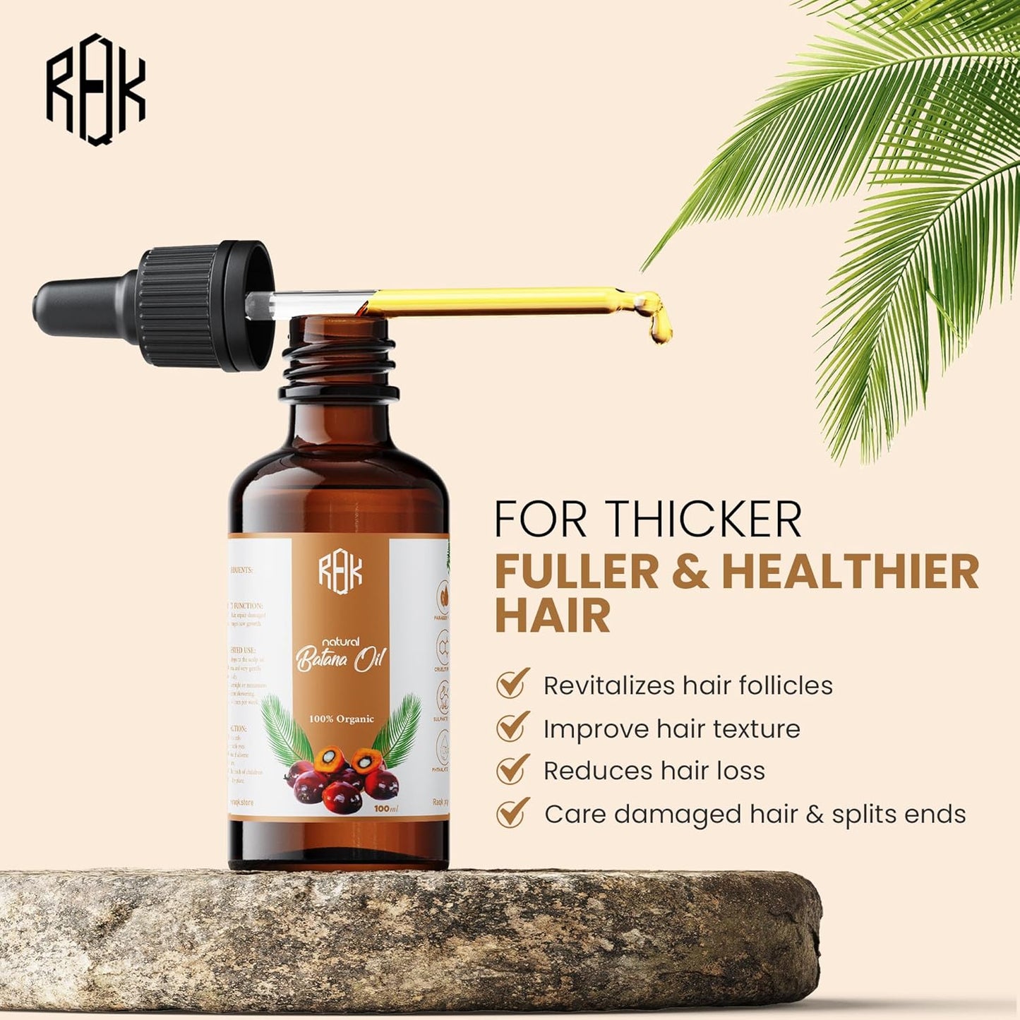 Batana Oil for Hair Growth Natural Scalp Oil for Strengthening, Repairing Damaged Hair, and Encouraging New Growth Pure & Paraben-Free Hair Growth Oil with Easy Dropper Lid and Eyelash kit