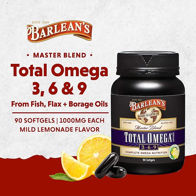 Barlean's Total Omega 3 6 9 1,000 mg 90 Count