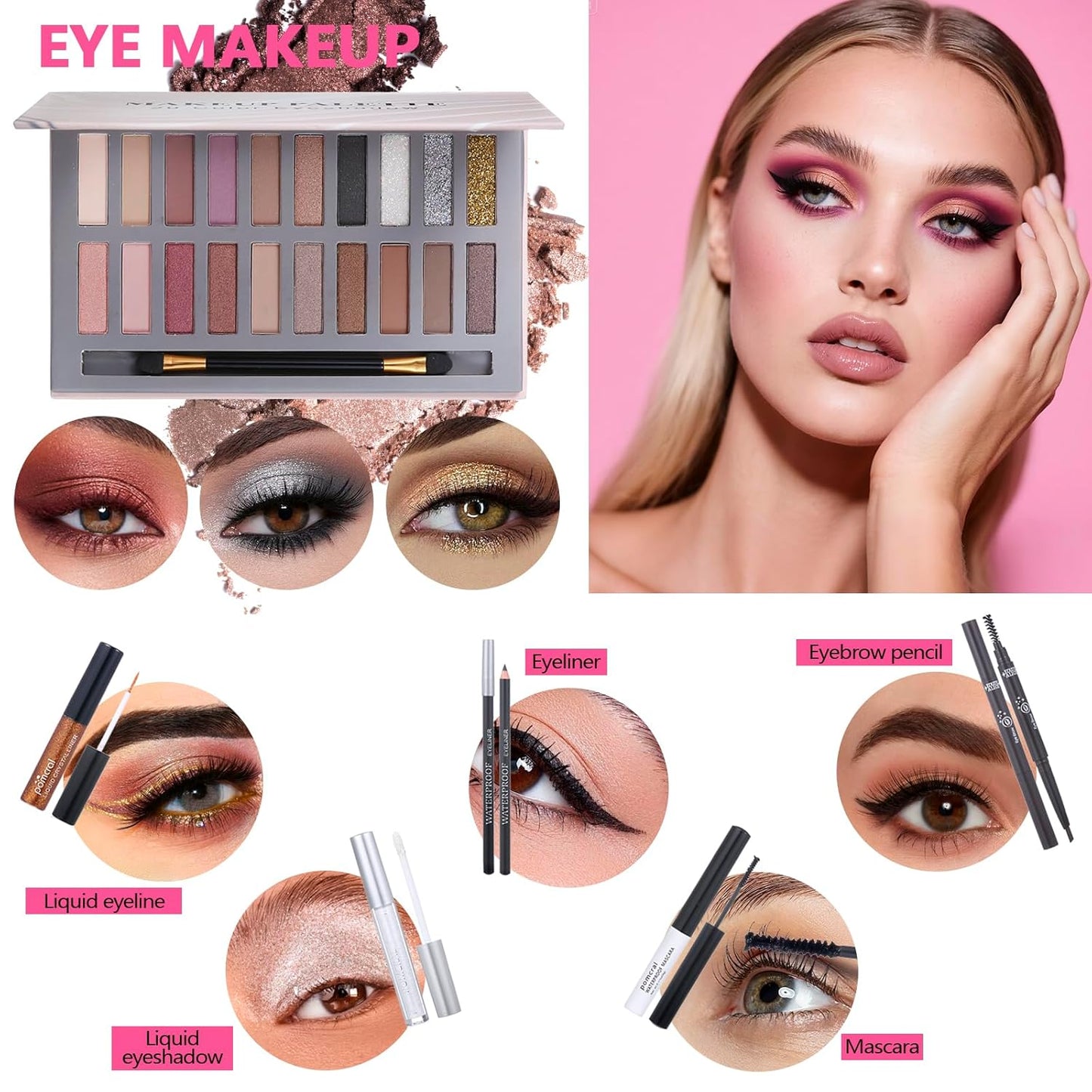 Makeup Kit For Women Full Kit, Makeup Set For Girls Teen Women, Makeup Gift Set With Eyeshadow Palette, Foundation, Concealer, Lipstick, Brushes (20 color makeup kit)