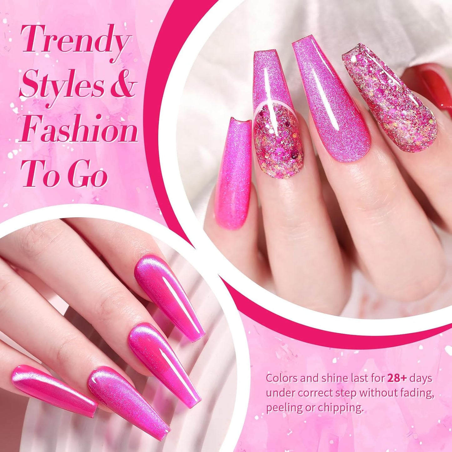 Born Pretty Magnetic Gel Nail Polish Hot Pink Cat Magnetic Eye Gel Polish Holographic Cats Shiny Glitter Nail Gel for Salon Home DIY Manicure Use