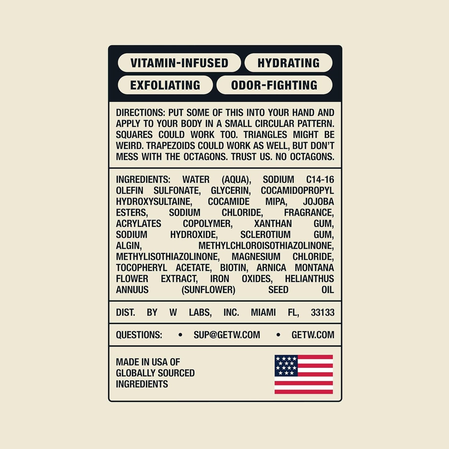 W By Jake Paul Exfoliating Body Wash for Men, Vitamin-Infused, Hydrating Shower Gel, Wave Breaker, 18 fl oz