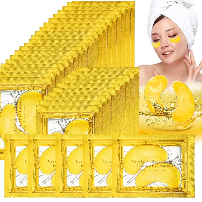 Gold Under Eye Patches - 28 Pairs Golden Glow Under Eye Patches for Dark Circles,Gold Moisturizing Eye Skin Mask for Women,Eye Dark Circles Masks for Bags and Wrinkles