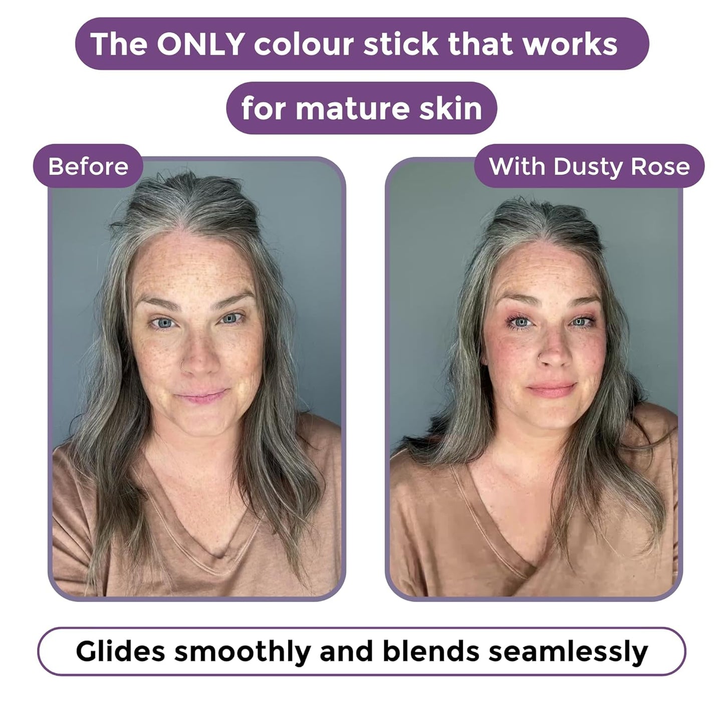 Rumi Cosmetiques BloomBlush+ Multipurpose Color Stick For Older Women - Blush, Lipstick & Contour in 1- Radiant, Healthy Glow & Nourishing Formula - For Sensitive Skin (Dusty Rose, Regular)